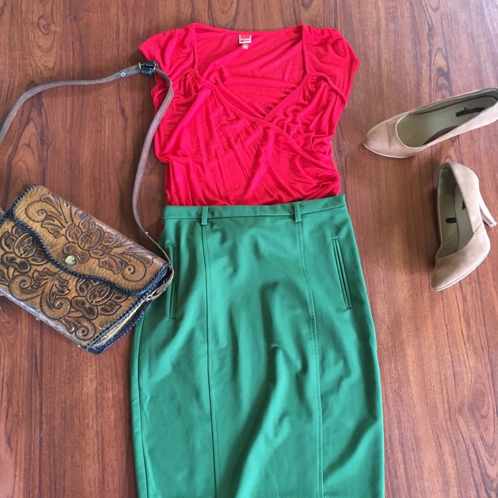 Green pencil skirt